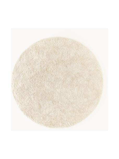 Pluizig rond hoogpolig vloerkleed Leighton, Onderzijde: 70% polyester, 30% katoen, Crèmewit, Ø 200 cm (maat L)