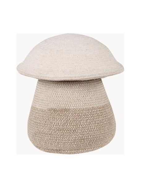 Handgemaakte opbergmand Mushroom met deksel, H 38 cm, 97% katoen, 3% kunstvezel, Crèmewit, beigetinten, Ø 33 x H 38 cm