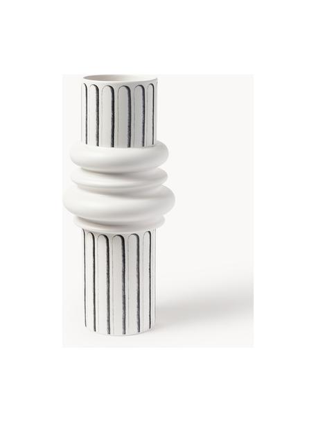 Vase design en céramique Ordini, haut. 45 cm, Céramique, Blanc cassé, noir, Ø 20 x haut. 45 cm