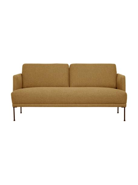 Sofa Fluente (2-Sitzer) in Ockergelb mit Metall-Füssen, Bezug: 100% Polyester 115.000 Sc, Gestell: Massives Kiefernholz, FSC, Webstoff Ockergelb, B 166 x T 85 cm