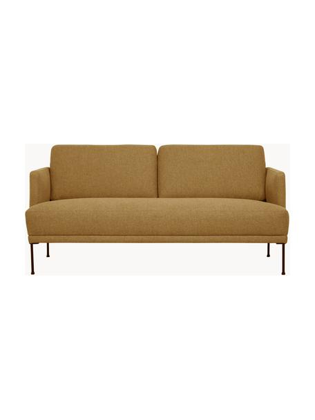 Sofa Fluente (2-Sitzer), Bezug: 100% Polyester 115.000 Sc, Gestell: Massives Kiefernholz, FSC, Füße: Metall, pulverbeschichtet, Webstoff Senfgelb, B 166 x T 85 cm