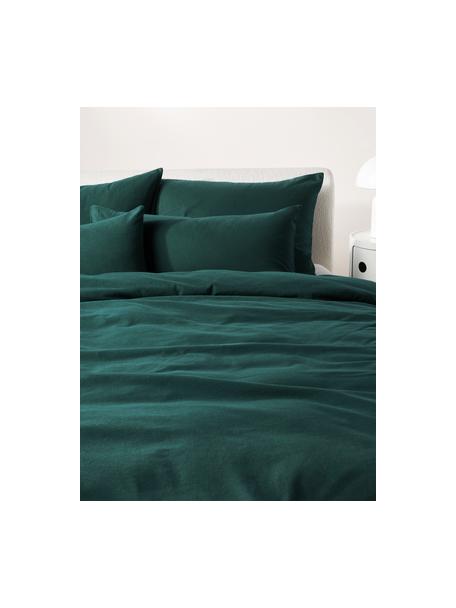 Housse de couette en flanelle Biba, Vert foncé, larg. 140 x long. 200 cm