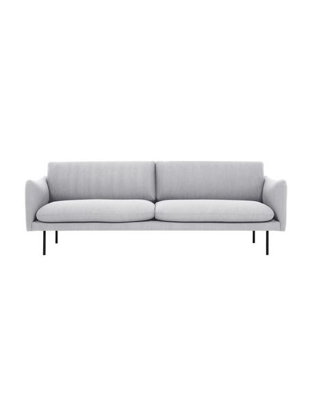 Divano 3 posti con piedini in metallo Moby, Rivestimento: poliestere Con 60.000 cic, Struttura: legno di pino massiccio, , Piedini: metallo verniciato a polv, Tessuto grigio chiaro, Larg. 220 x Prof. 95 cm