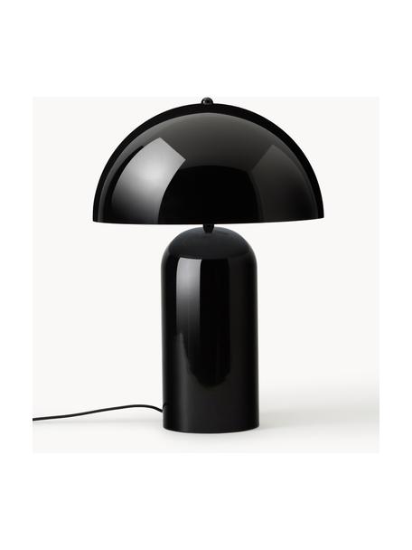 Lámpara de mesa grande Walter, Cable: cubierto en tela, Negro brillante, Ø 38 x Al 55 cm