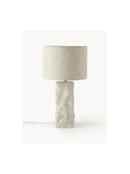 Lámpara de mesa grande de cemento Kiri, Pantalla: lino, Cable: plástico, Beige claro, Ø 29 x Al 54 cm