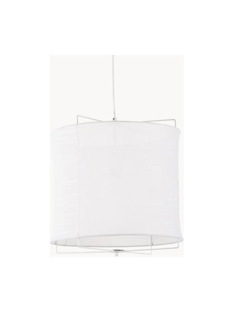 Lampada a sospensione in lino Clouds, Paralume: lino, Struttura: metallo verniciato a polv, Baldacchino: metallo verniciato a polv, Bianco, Ø 40 x Alt. 40 cm