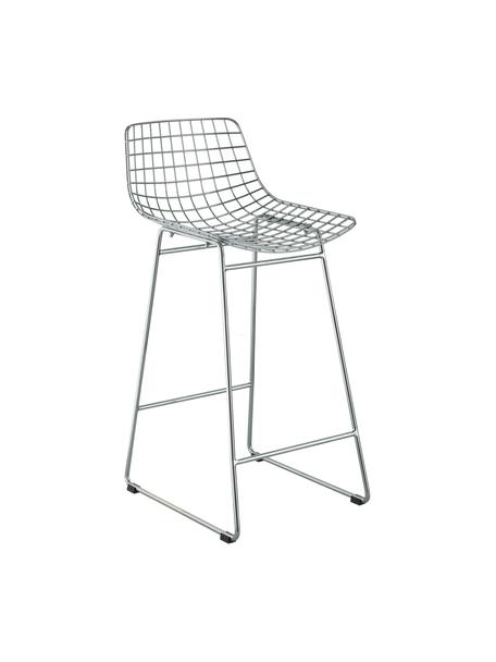 Kovová vysoká stolička Wire, Pochrómovaný kov, Chrómová, Š 56 x V 86 cm