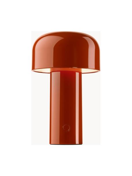 Kleine mobile LED-Tischlampe Bellhop, dimmbar, Kunststoff, Rot, glänzend, Ø 13 x H 20 cm