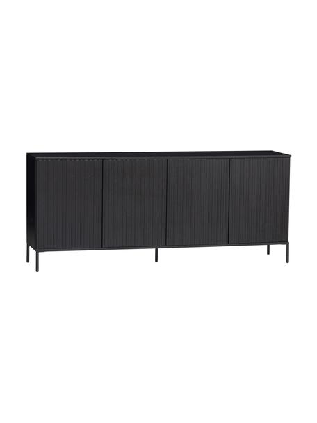 Enfilade 4 portes façade en bois de pin nervuré Avourio, Bois de pin, larg. 200 x haut. 85 cm