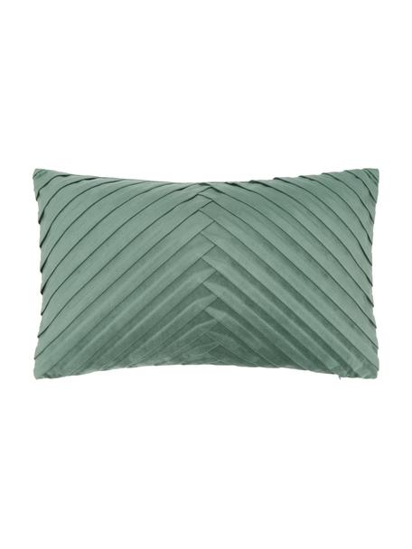 Poszewka na poduszkę z aksamitu Lucie, 100% aksamit (poliester), Ciemny zielony, S 30 x D 50 cm