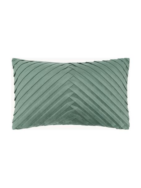 Poszewka na poduszkę z aksamitu Lucie, 100% aksamit (poliester), Ciemny zielony, S 30 x D 50 cm