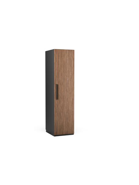 Modulární skříň ve vzhledu ořechového dřeva s otočnými dveřmi Simone, šířka 50 cm, více variant, Vzhled ořechového dřeva, černá, Interiér Basic, výška 200 cm