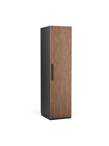 Armario modular Simone, 1 puerta (50 cm), diferentes variantes, Estructura: aglomerado con certificad, Aspecto madera de nogal, negro, Interior Basic (An 50 x Al 200 cm)