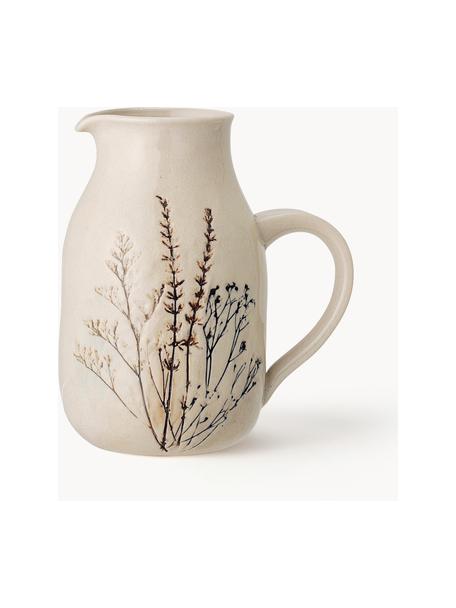 Carafe rustique artisanale avec émail craquelé Bea, 1,5 L, Grès cérame, Beige clair, 1,5 l