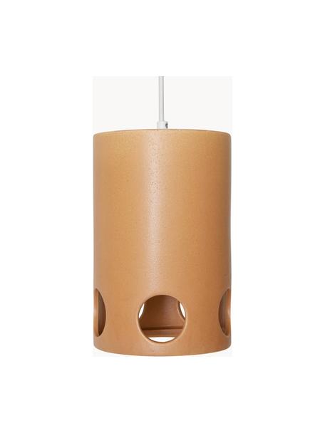 Handgemaakte hanglamp Peach, Lampenkap: keramiek, Lichtbruin, Ø 15 x H 23 cm