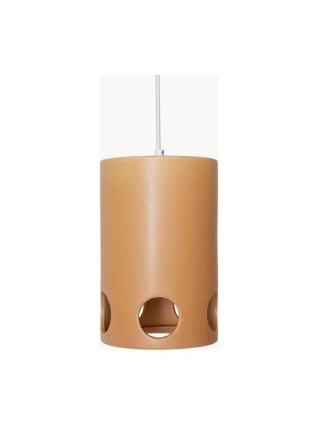 Handgemaakte hanglamp Peach, Lampenkap: keramiek, Lichtbruin, Ø 15 x H 23 cm