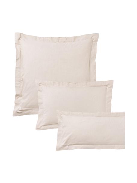 Taie d'oreiller en flanelle avec ourlet Laia, Beige, larg. 50 x long. 70 cm