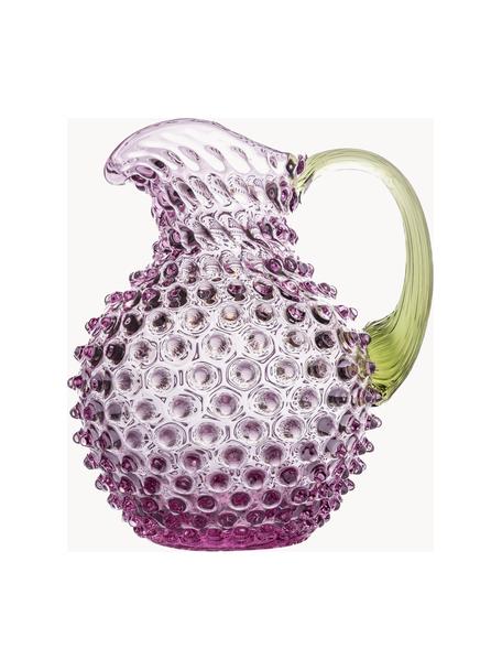 Cruche soufflée à la bouche avec structure cloutée Paris, 2 L, Verre, Violet, vert olive, 2 L