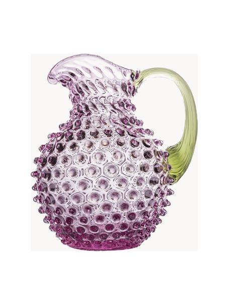 Cruche soufflée bouche avec structure cloutée Paris, 2 L, Verre, Violet, vert olive, 2 L