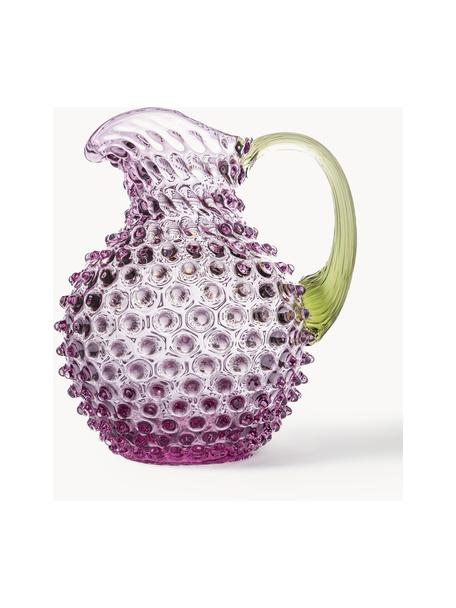 Cruche soufflée bouche avec structure cloutée Paris, 2 L, Verre, Violet, vert olive, 2 L