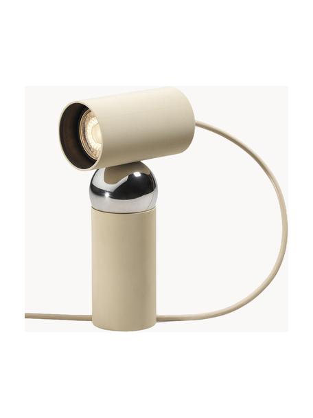 Petite lampe à poser Bilboquet, Beige clair, argenté, larg. 10 x haut. 20 cm