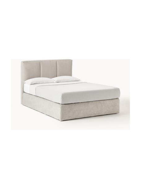 Letto boxspring Oberon, Materasso: nucleo a 5 zone di molle , Piedini: plastica Questo prodotto , Tessuto beige, Larg.140 x  lung. 200 cm, grado di durezza H2