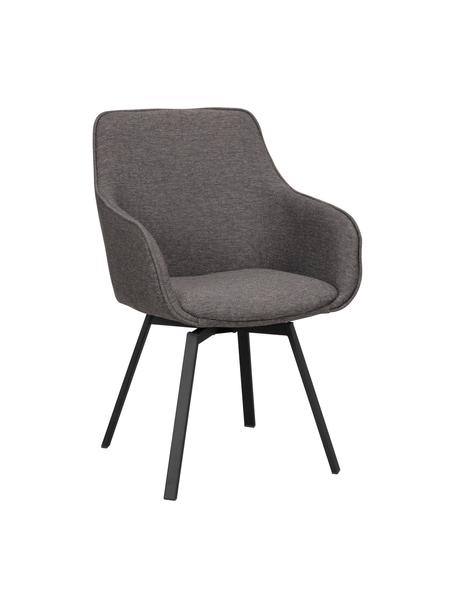 Čalouněná otočná židle s područkami s kovovými nohami Alison, Tmavě šedá látka, Š 58 cm, H 59 cm