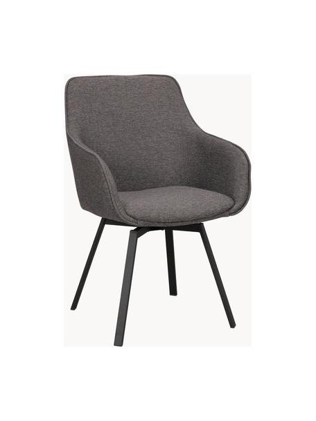 Čalouněná otočná židle s područkami s kovovými nohami Alison, Tmavě šedá, Š 58 cm, H 59 cm