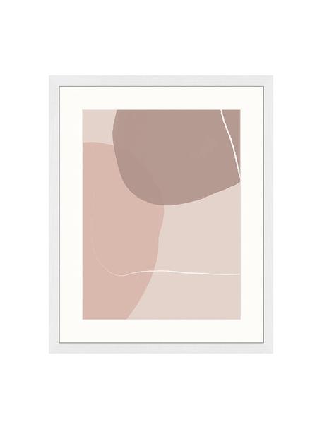 Gerahmter Digitaldruck Abstract Pink, Bild: Digitaldruck auf Papier, , Rahmen: Holz, lackiert, Front: Plexiglas, Mehrfarbig, 43 x 53 cm