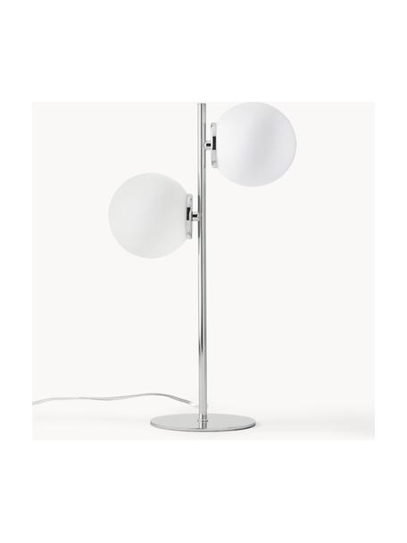 Lampa stołowa ze szkła opalowego Atlanta, Biały, odcienie chromu, Ø 15 x W 45 cm