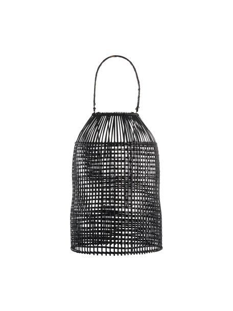 Lanterna fatta a mano in rattan Hazel, Struttura: rattan rivestito, Nero, Ø 30 x Alt. 45 cm