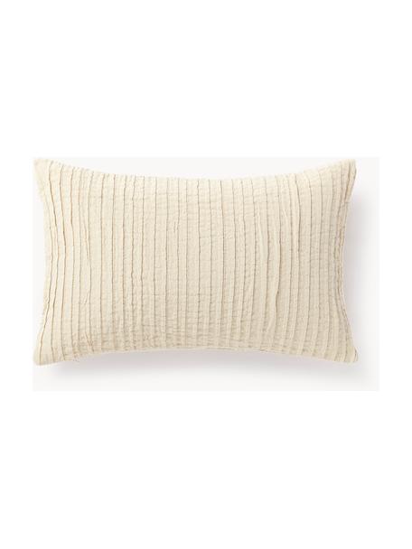 Housse de coussin en coton avec motif plissé Artemis, 99 % coton, 1 % polyester, Blanc crème, larg. 30 x long. 50 cm