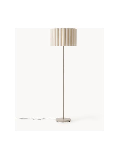 Lámpara de pie de lino Lucina, Pantalla: lino, Estructura: metal, Cable: cubierto en tela, Beige claro, Al 152 cm