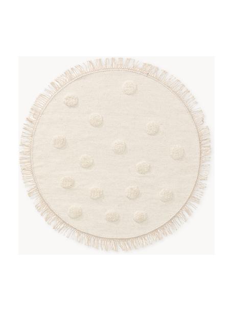 Tapis rond pour enfant en laine tissé à la main Carlson, 80 % laine, 20 % coton

Les tapis en laine peuvent perdre des fibres lors des premières semaines et des peluches peuvent se former, ce phénomène est naturel et diminue à mesure de votre usage et du temps, Blanc crème, Ø 120 cm (taille S)