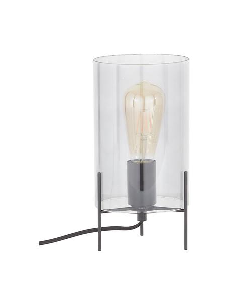 Malá stolní lampa z barevného skla Laurel, Stínidlo: šedá, transparentní Podstava lampy: matná černá Kabel: transparentní, Ø 14 cm, V 28 cm