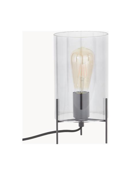 Kleine tafellamp Laurel van gekleurd glas, Lampenkap: glas, Lampvoet: gepoedercoat metaal, Transparant, zwart, Ø 14 x H 28 cm