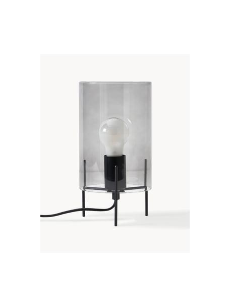 Lampa stołowa ze szkła Laurel, Klosz: szary, transparentny Podstawa lampy: czarny, matowy Kabel: transparentny, Ø 14 x W 28 cm