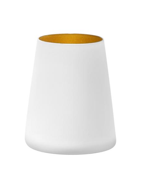 Kegelförmige Kristall-Cocktailgläser Power, 6 Stück, Kristallglas, beschichtet, Weiss, Goldfarben, Ø 9 x H 10 cm, 380 ml