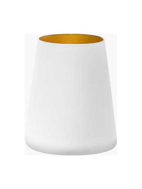 Kegelförmige Kristall-Cocktailgläser Power, 6 Stück, Kristallglas, beschichtet, Weiß, Goldfarben, Ø 9 x H 10 cm, 380 ml