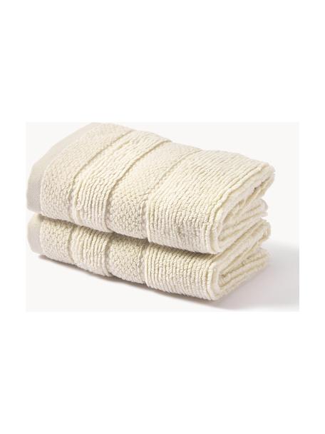 Ručník v různých velikostech Luxe, s pruhovaným okrajem, Tlumeně bílá, Ručník pro hosty XS, Š 30 cm, D 50 cm, 2 ks