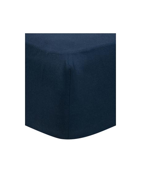 Lenzuolo con angoli per topper in flanella color blu navy Biba, Blu navy, Larg. 90 x Lung. 200 cm