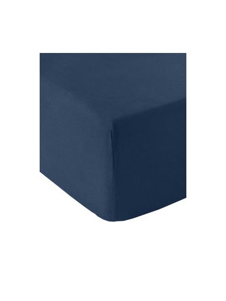 Boxspring-Spannbettlaken Biba aus Flanell in Marinenblau, Webart: Flanell Flanell ist ein k, Marinenblau, B 90 x L 200 cm