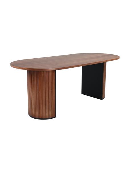 Tavolo ovale color noce Bianca, 200x90 cm, Struttura: legno di tromba laccato, Color noce, nero, Larg. 200 x Prof. 90 cm