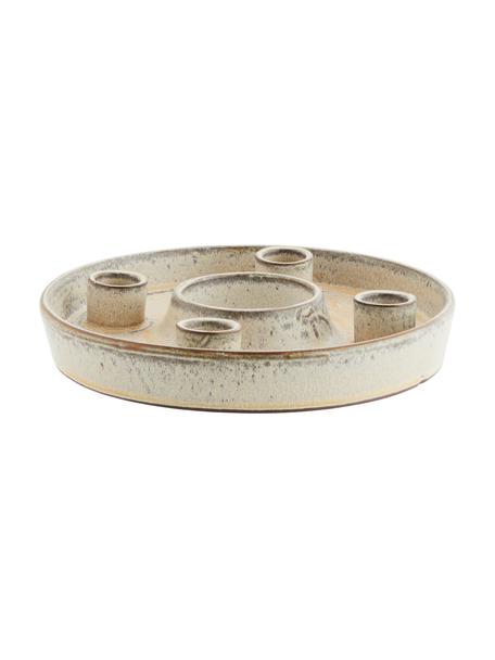 Svícen Plate, Kamenina, Odstíny béžové, odstíny hnědé, Ø 22 cm, V 4 cm