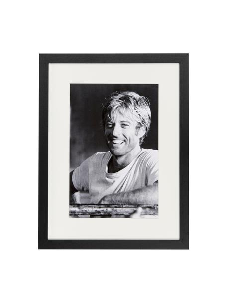 Gerahmter Digitaldruck Robert Redford, Bild: Digitaldruck auf Papier, , Rahmen: Holz, lackiert, Front: Plexiglas, Bild: Schwarz, Weiß Rahmen: Schwarz, 33 x 43 cm