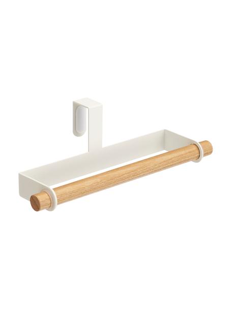 Handtuchhalter Tosca, Halter: Stahl, beschichtet, Stange: Holz, Weiß, Holz, 19 x 6 cm