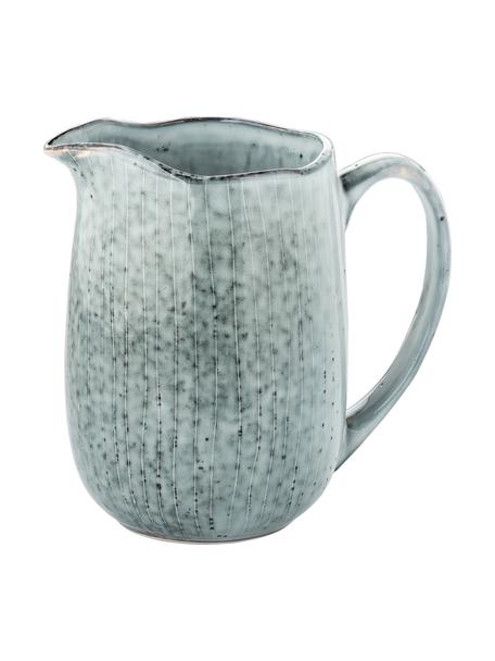 Ručně vyrobená mléčenka z kameniny Nordic Sea, 1 l, Kamenina, Odstíny šedé a modré, Š 17 cm, V 16 cm