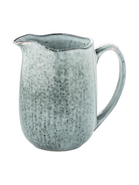 Ručne vyrobený džbán na mlieko Nordic Sea, 1 l, Kamenina, Odtiene sivej a modrej, Š 17 x V 16 cm