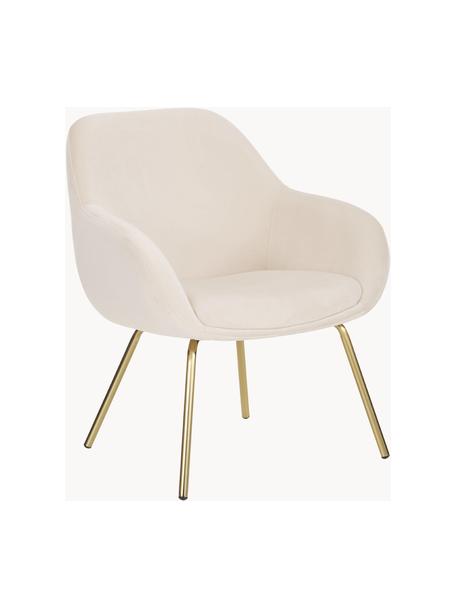 Fauteuil cocktail velours Nava, Velours blanc crème, couleur dorée, larg. 72 x prof. 68 cm