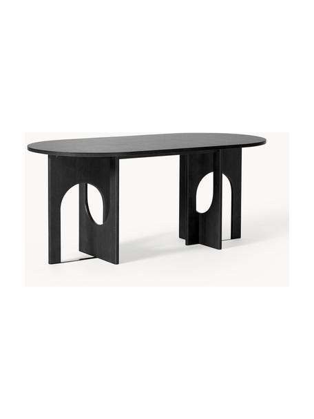 Ovaler Esstisch Apollo, in verschiedenen Größen, Tischplatte: Eichenholzfurnier, lackie, Beine: Eichenholz (FSC-zertifizi, Eichenholz, schwarz lackiert, B 180 x T 90 cm